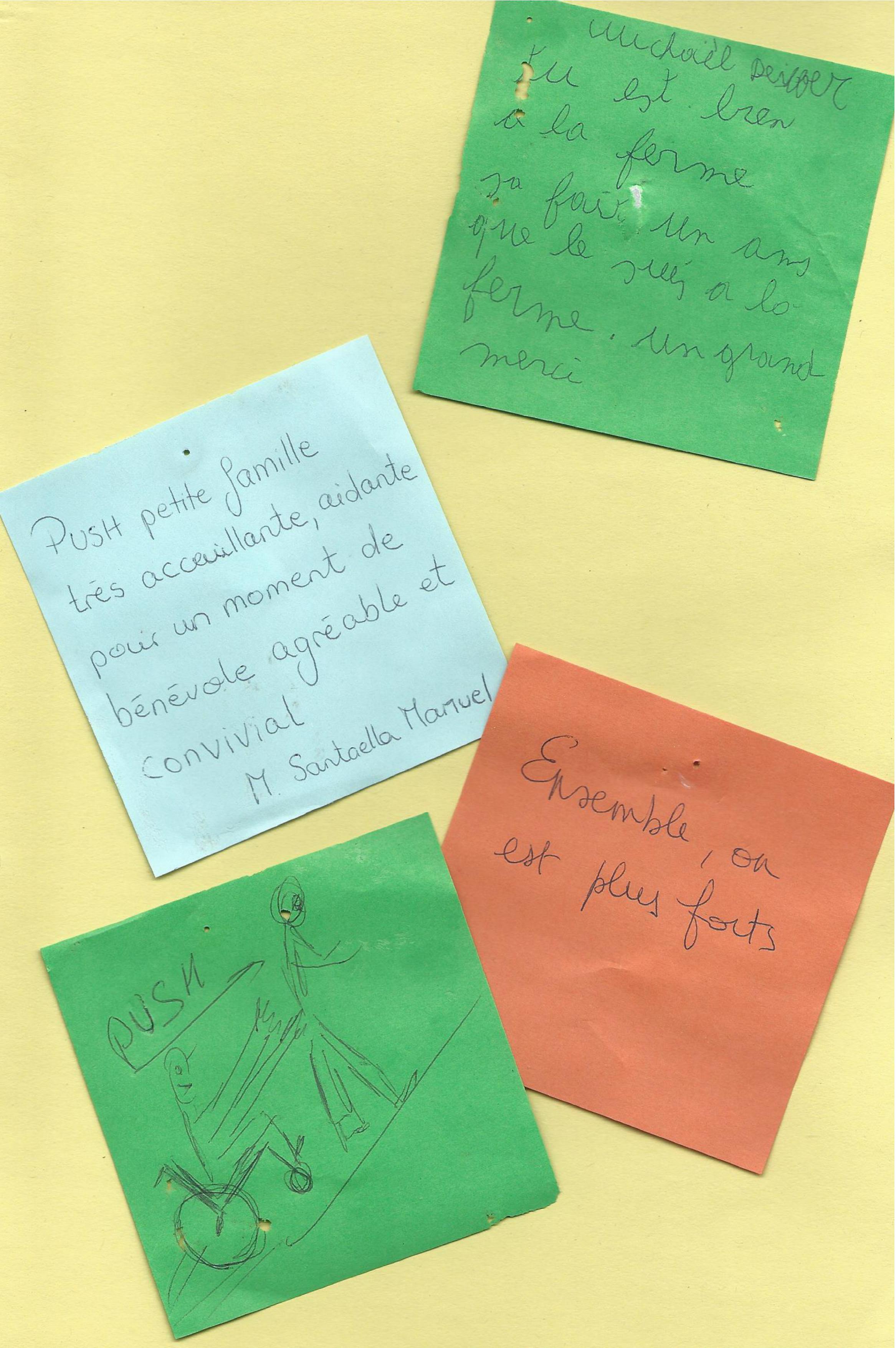 3 post-its (texte ci-dessous)