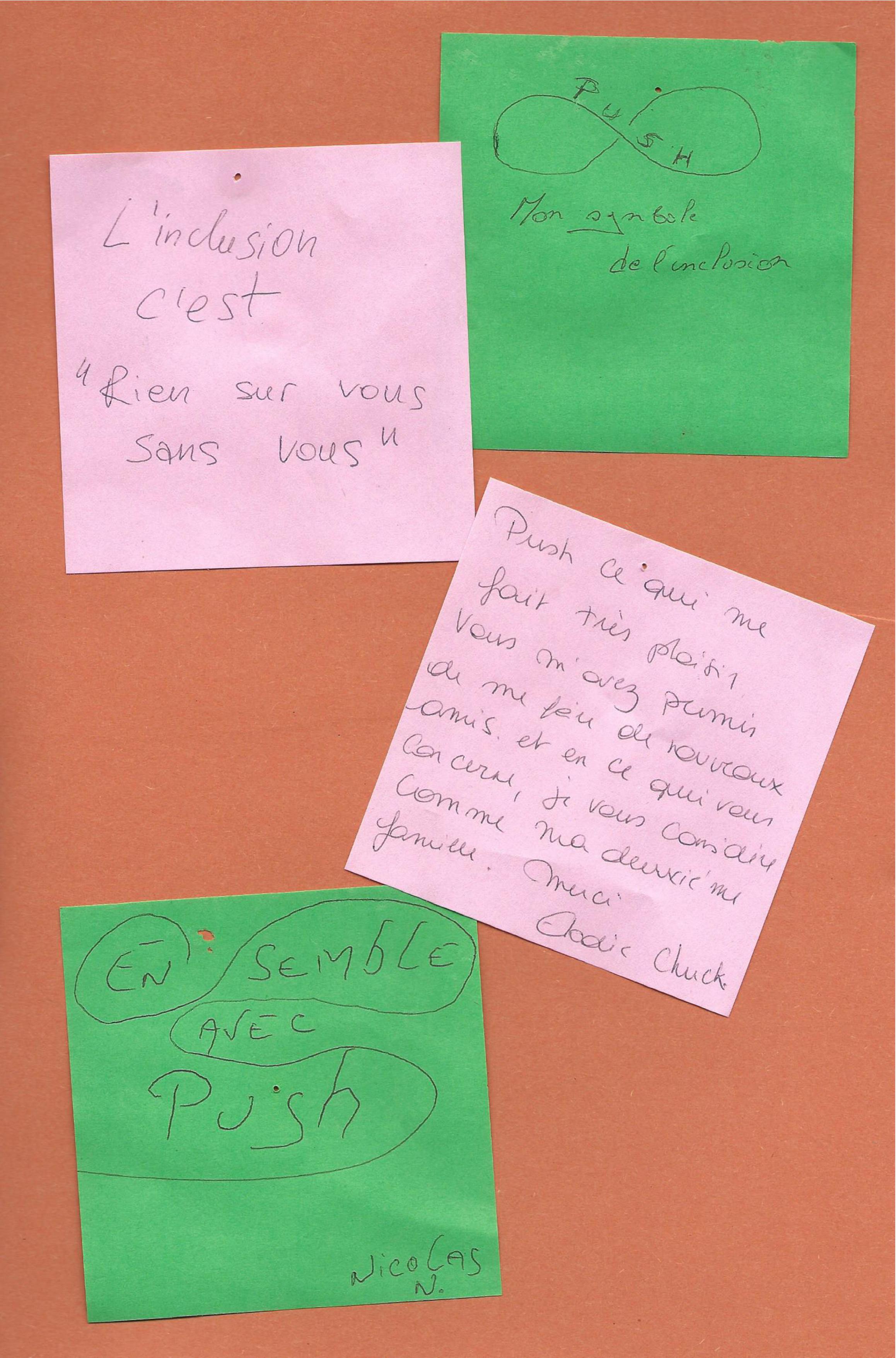 3 post-its (texte ci-dessous)