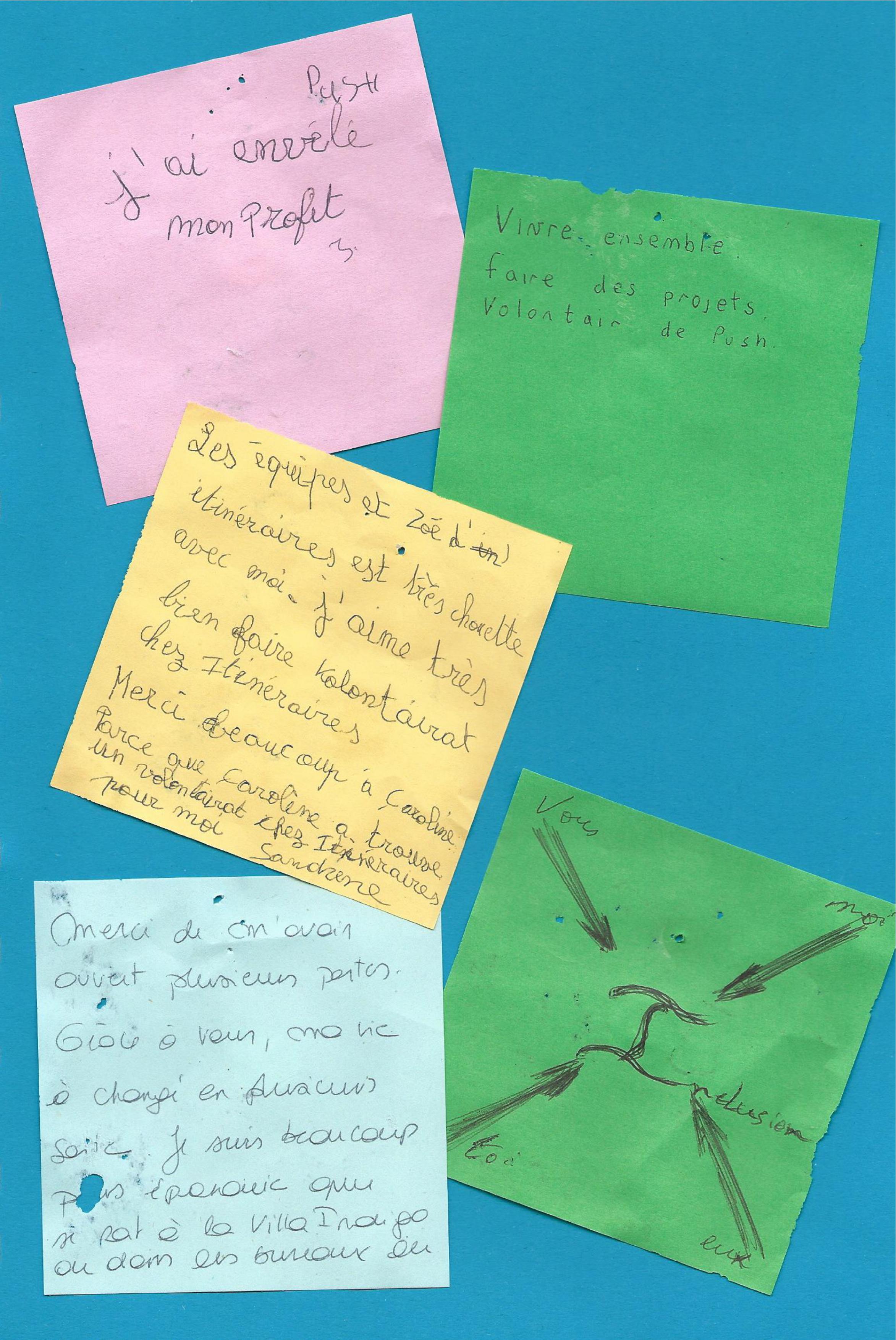 3 post-its (texte ci-dessous)